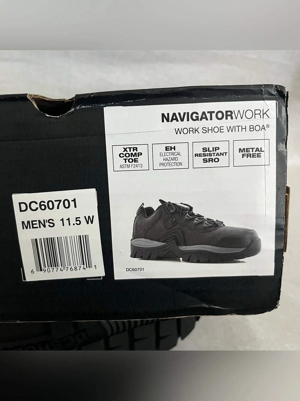 DC Navigator Work Black Sneakers with Gray Accents and BOA Quick Laces